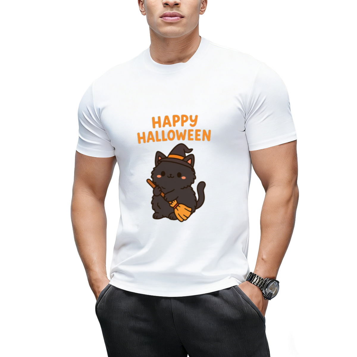 Happy Halloween – Cute Kawaii Black Cat T-Shirt