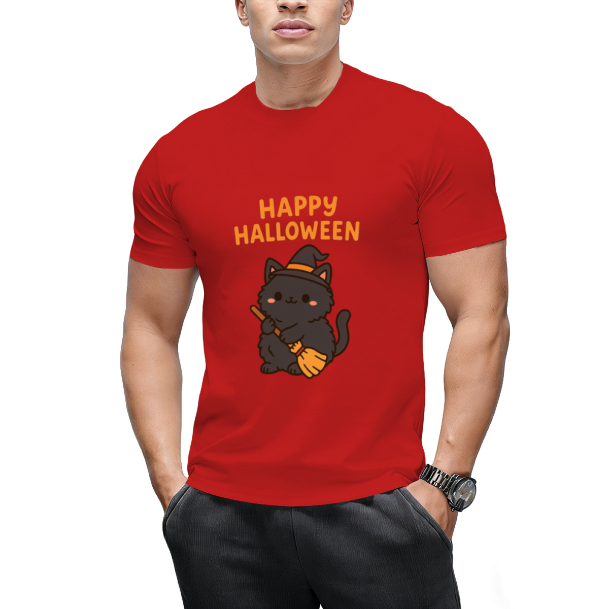 Happy Halloween – Cute Kawaii Black Cat T-Shirt
