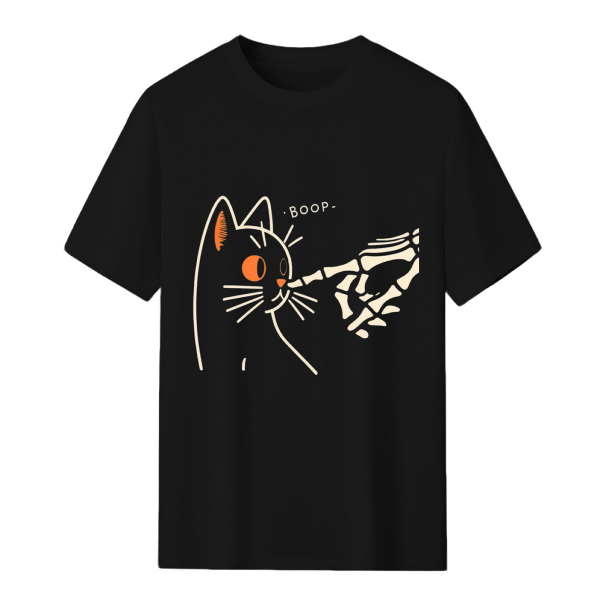 Cat Skeleton Hand Boop Halloween Pet Lover T-Shirt