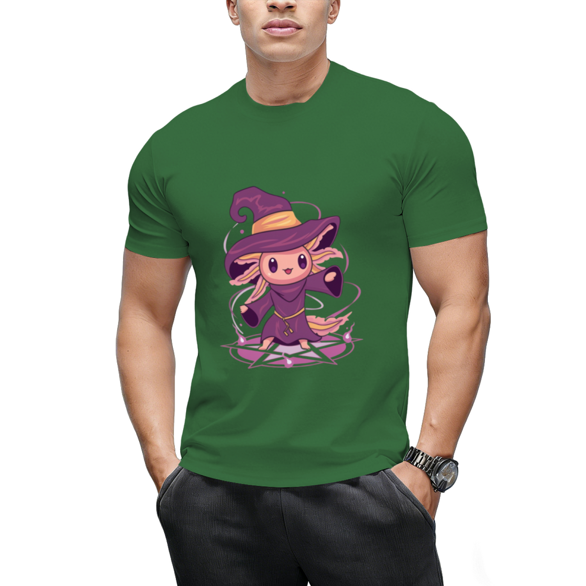 Axolotl Witch Halloween Witchcraft Cute Axolotl Pastel Goth T-Shirt