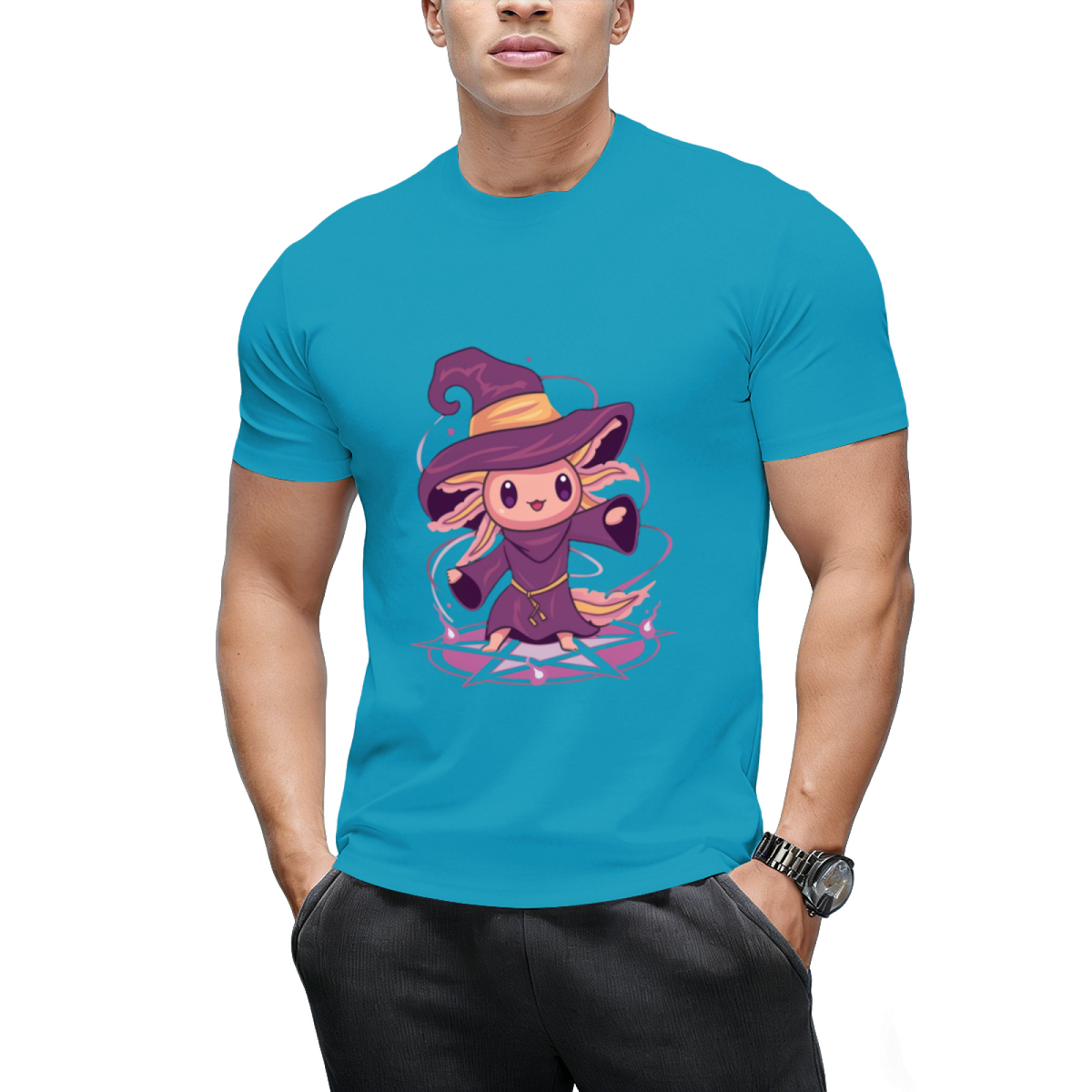 Axolotl Witch Halloween Witchcraft Cute Axolotl Pastel Goth T-Shirt