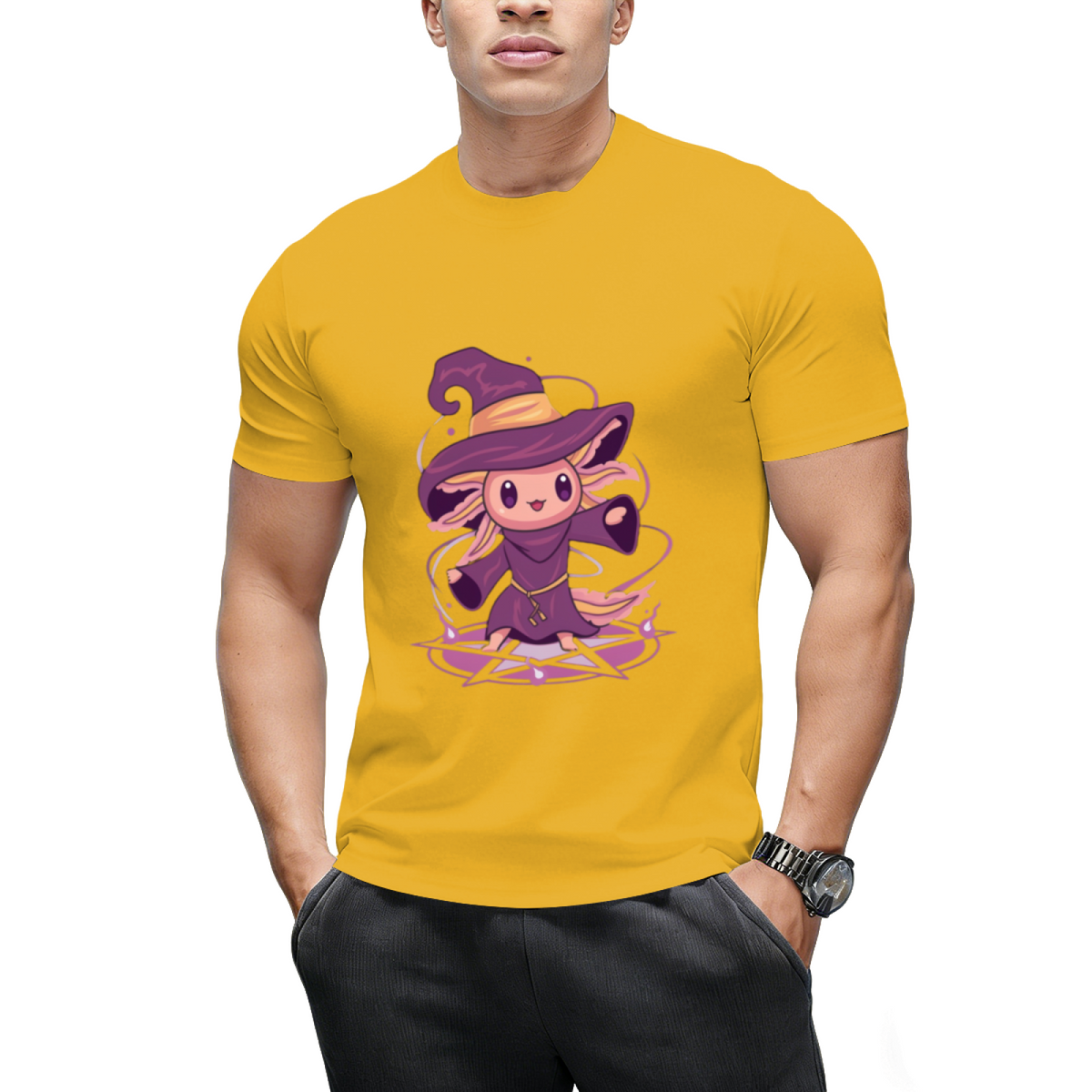 Axolotl Witch Halloween Witchcraft Cute Axolotl Pastel Goth T-Shirt