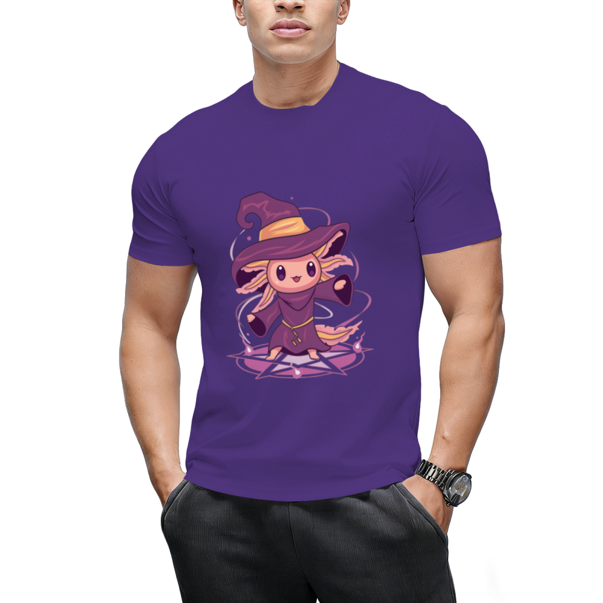 Axolotl Witch Halloween Witchcraft Cute Axolotl Pastel Goth T-Shirt