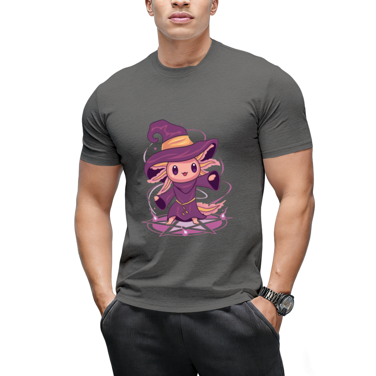 Axolotl Witch Halloween Witchcraft Cute Axolotl Pastel Goth T-Shirt