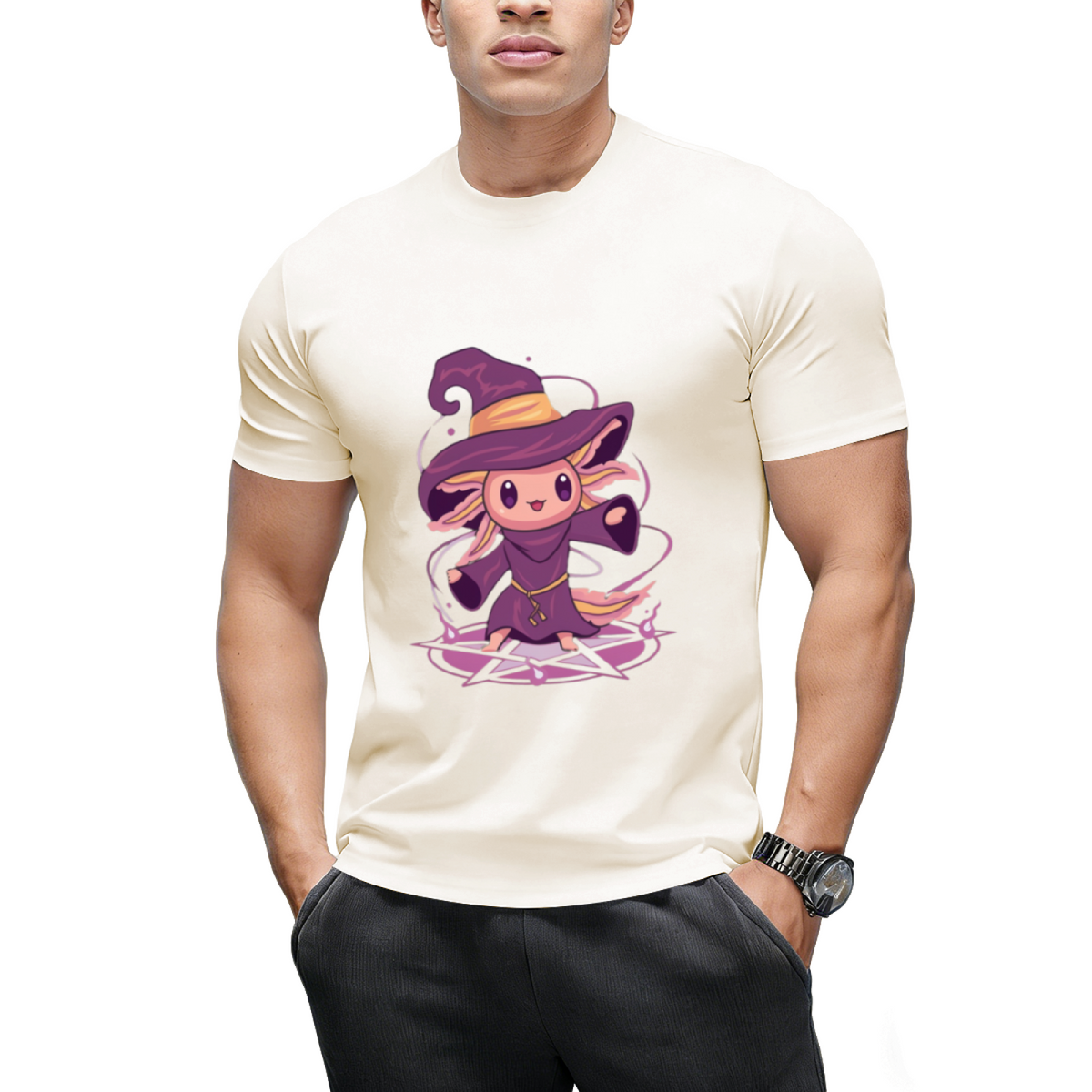 Axolotl Witch Halloween Witchcraft Cute Axolotl Pastel Goth T-Shirt