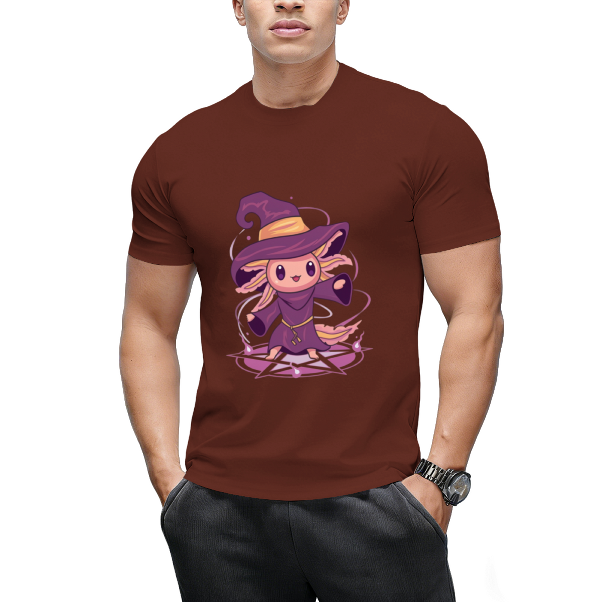 Axolotl Witch Halloween Witchcraft Cute Axolotl Pastel Goth T-Shirt
