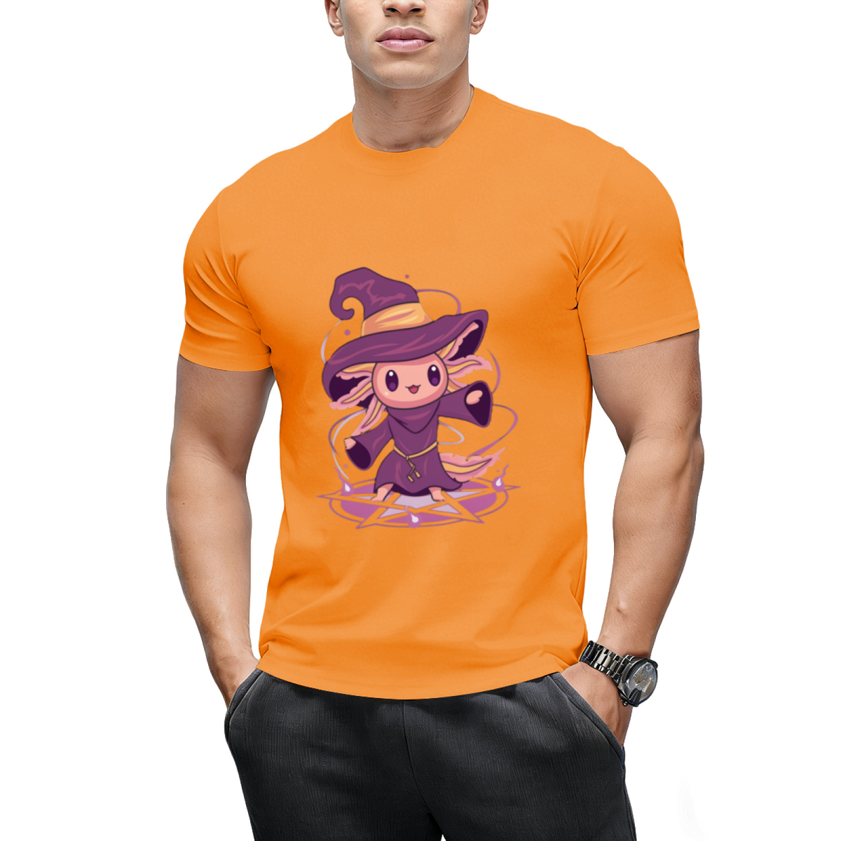 Axolotl Witch Halloween Witchcraft Cute Axolotl Pastel Goth T-Shirt