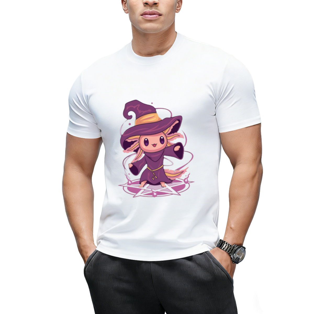Axolotl Witch Halloween Witchcraft Cute Axolotl Pastel Goth T-Shirt