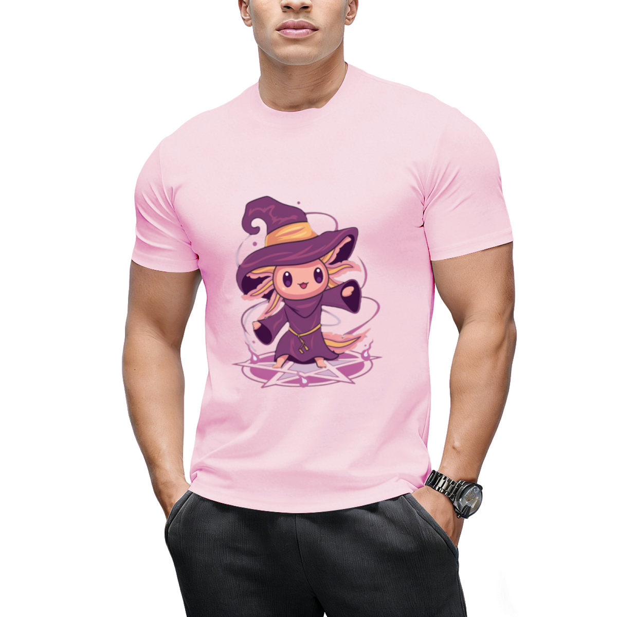 Axolotl Witch Halloween Witchcraft Cute Axolotl Pastel Goth T-Shirt