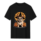 French Bulldog Frenchie Dog Whitch Hat Halloween Pumpkin T-Shirt