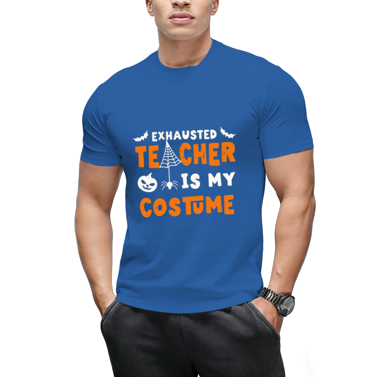 Funny Halloween Teacher Costume Exhausted Halloween Teacher T-Shirt