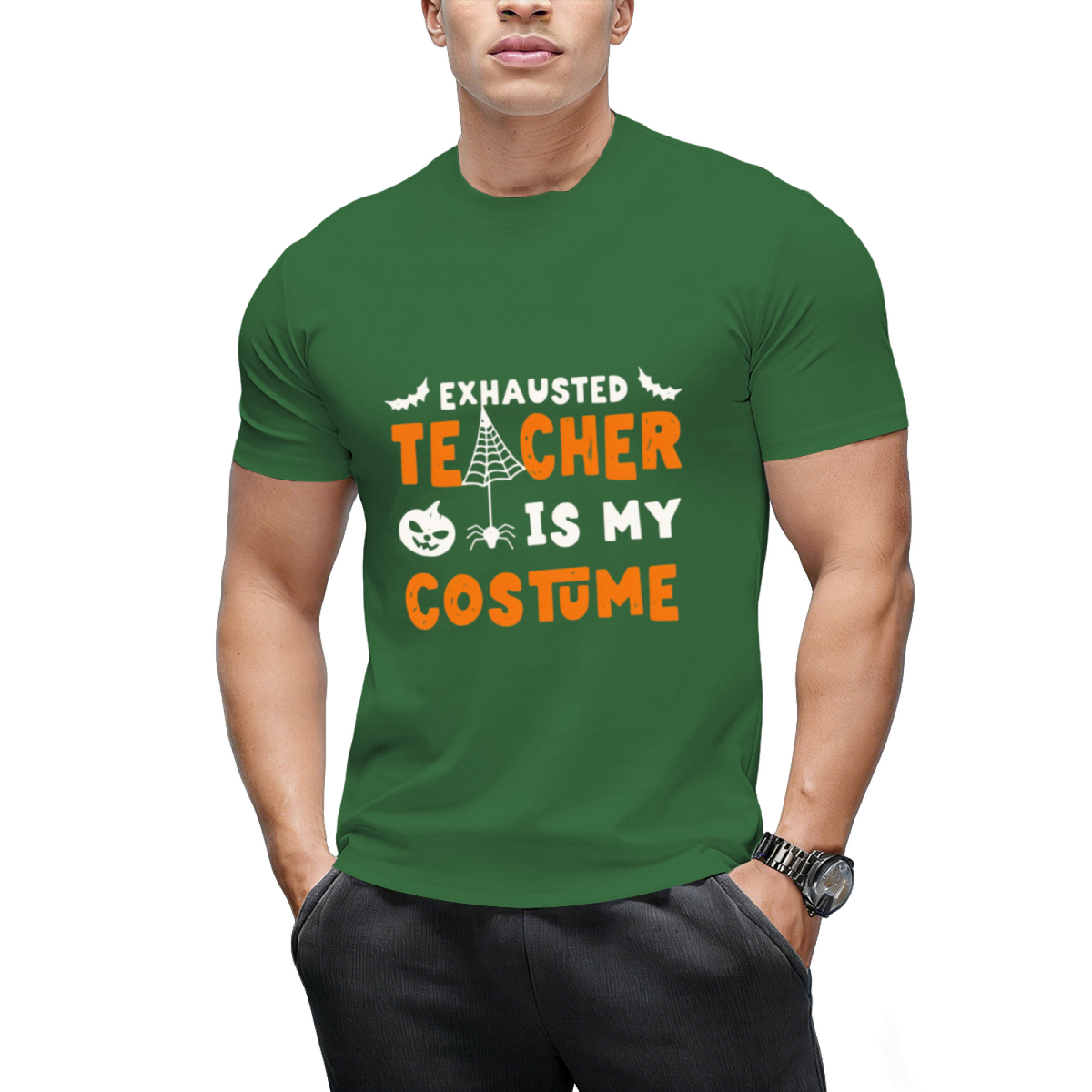 Funny Halloween Teacher Costume Exhausted Halloween Teacher T-Shirt