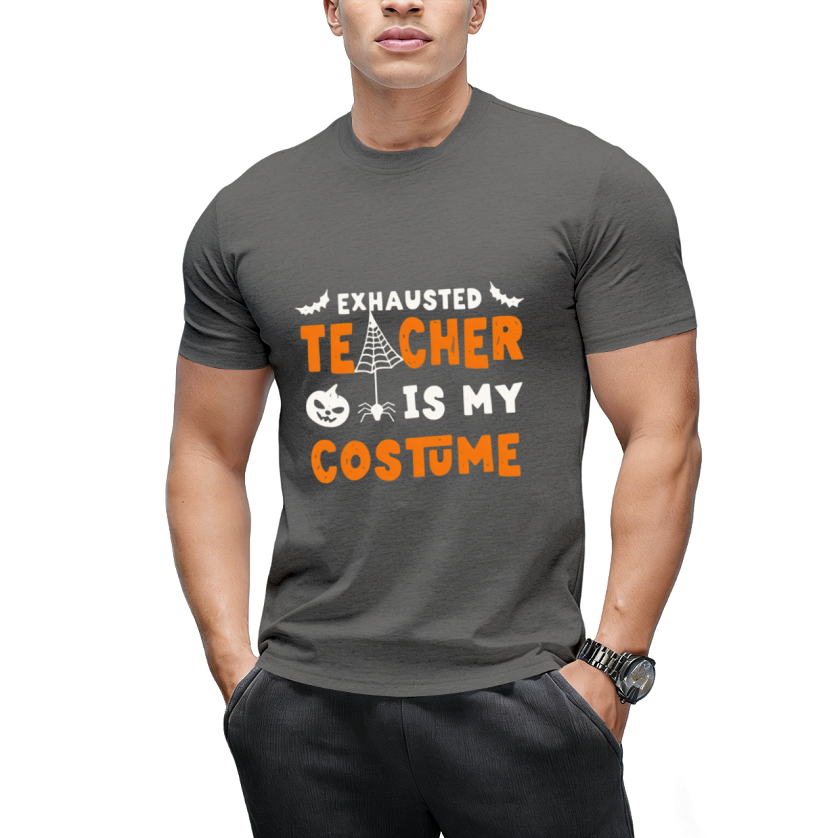 Funny Halloween Teacher Costume Exhausted Halloween Teacher T-Shirt