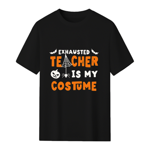 Funny Halloween Teacher Costume Exhausted Halloween Teacher T-Shirt