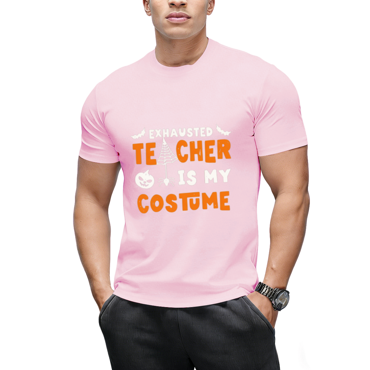 Funny Halloween Teacher Costume Exhausted Halloween Teacher T-Shirt