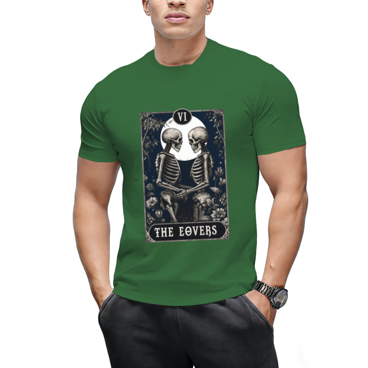 Goth Tarot Card The Lovers Skeleton Halloween Witch T-Shirt