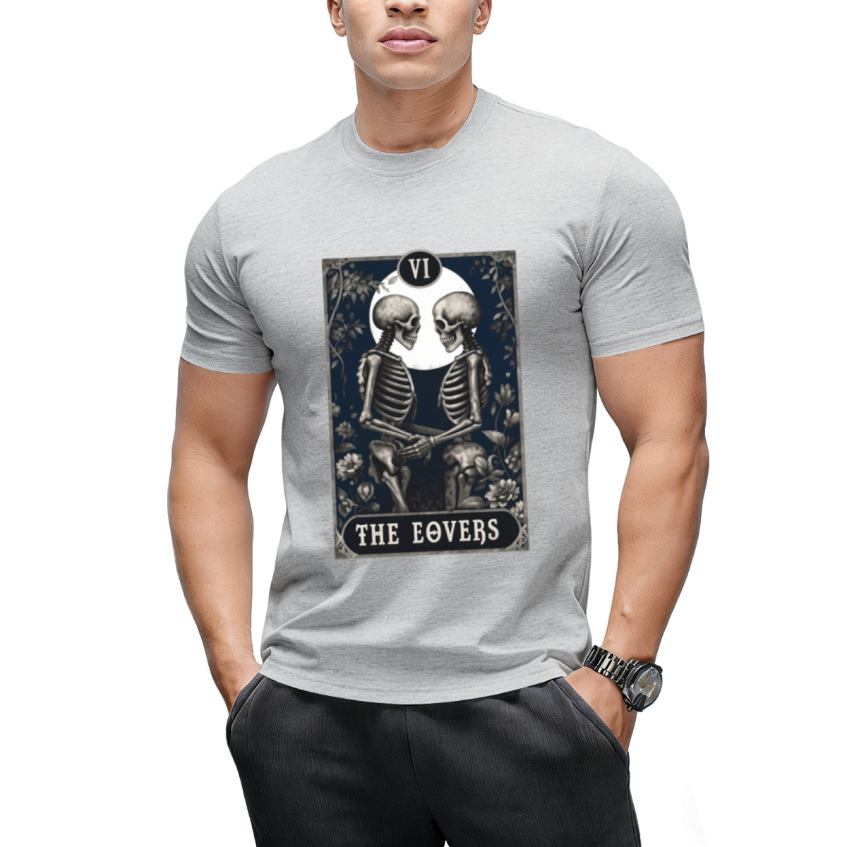 Goth Tarot Card The Lovers Skeleton Halloween Witch T-Shirt