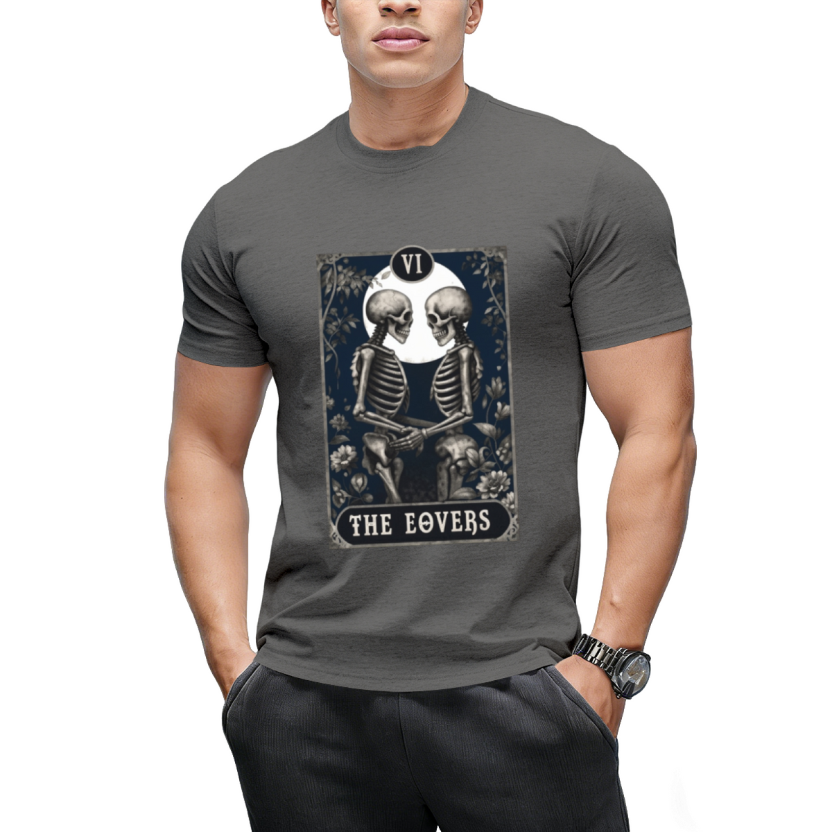 Goth Tarot Card The Lovers Skeleton Halloween Witch T-Shirt