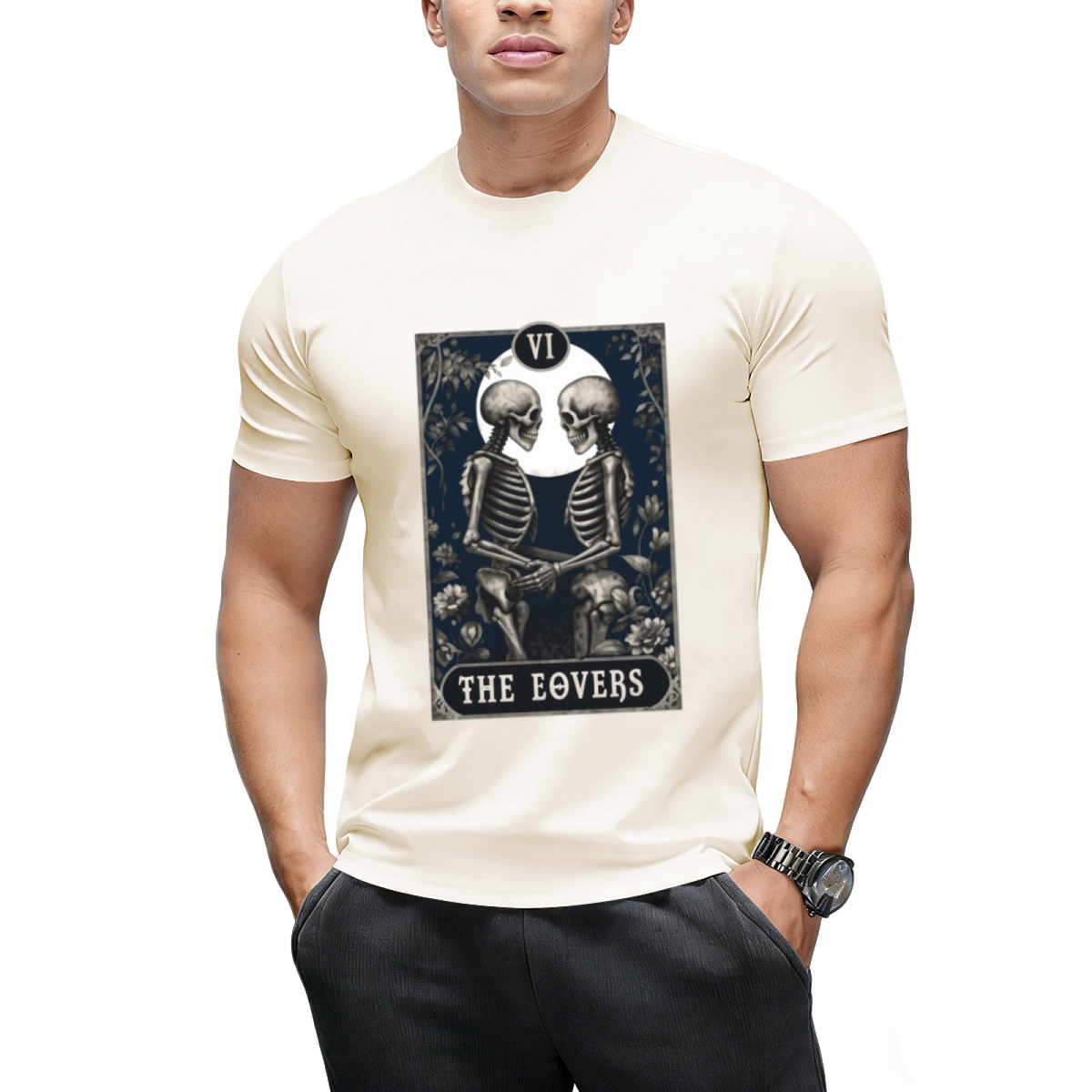 Goth Tarot Card The Lovers Skeleton Halloween Witch T-Shirt