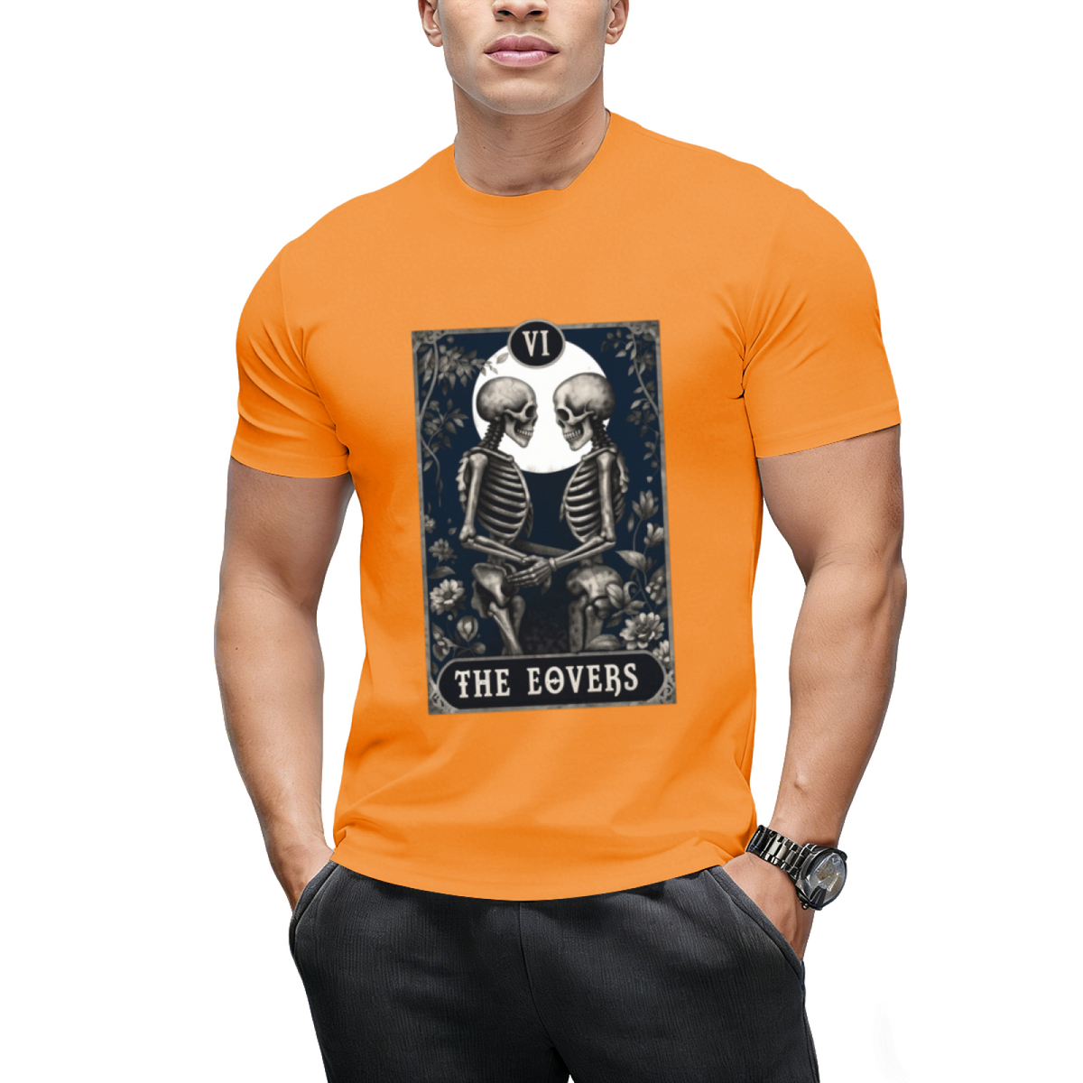 Goth Tarot Card The Lovers Skeleton Halloween Witch T-Shirt