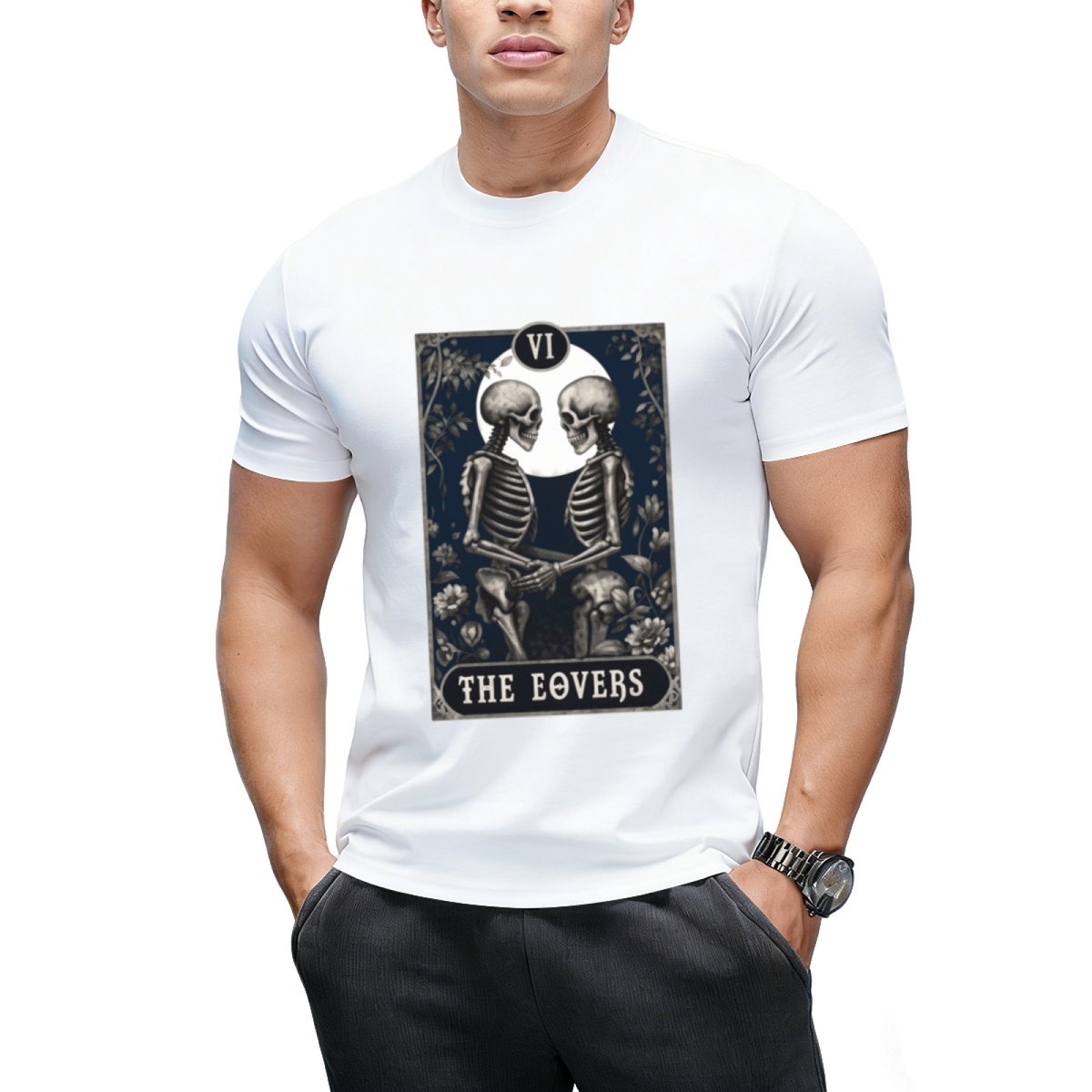 Goth Tarot Card The Lovers Skeleton Halloween Witch T-Shirt