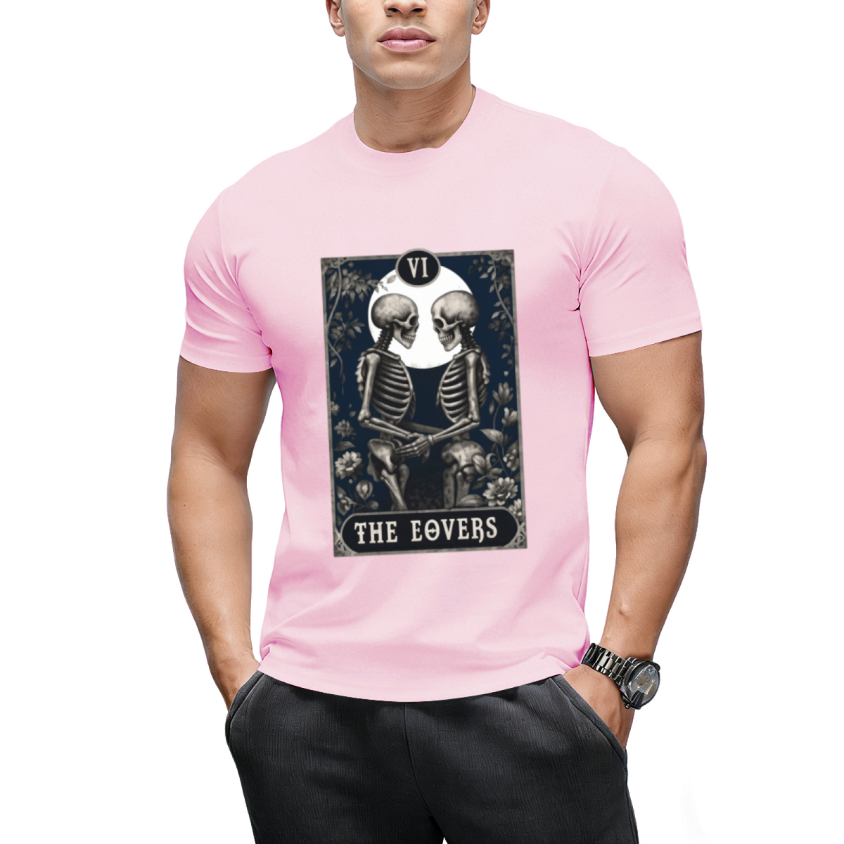 Goth Tarot Card The Lovers Skeleton Halloween Witch T-Shirt