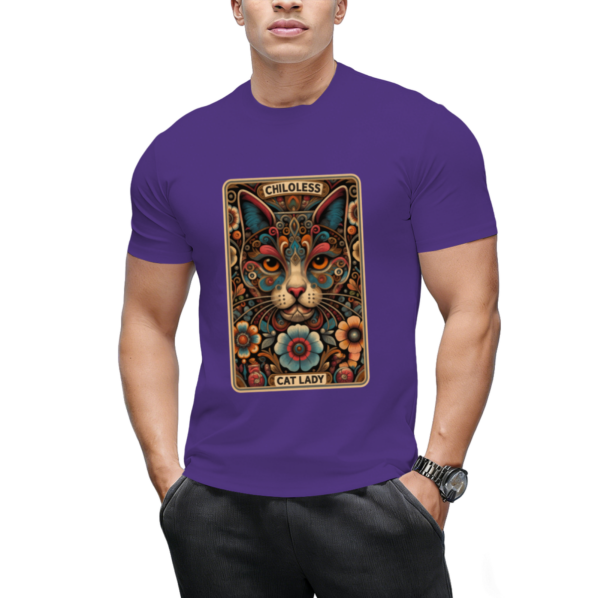Childless Cat Lady Tarot Card Funny T-Shirt