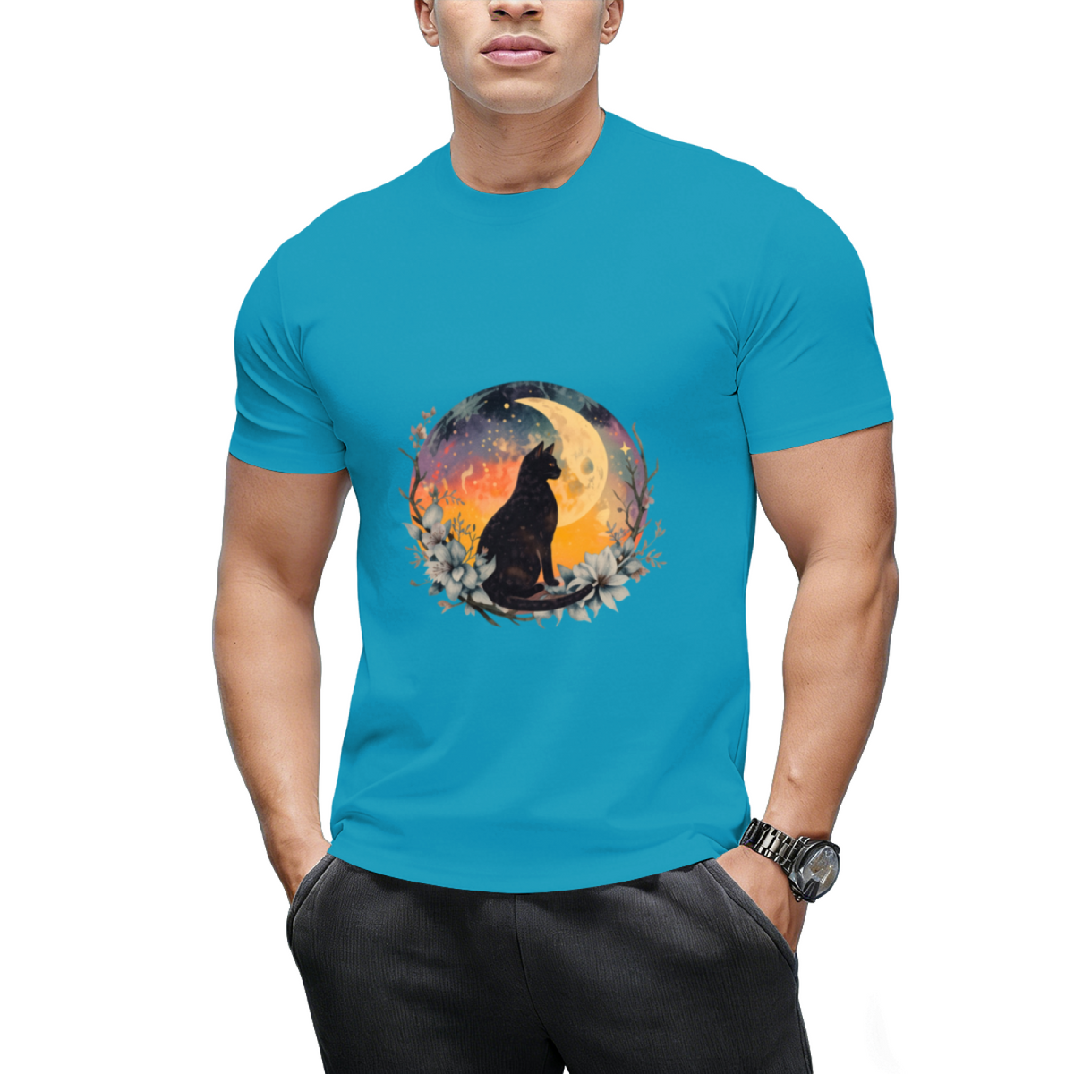 Cat With Moon Black Cat T-Shirt