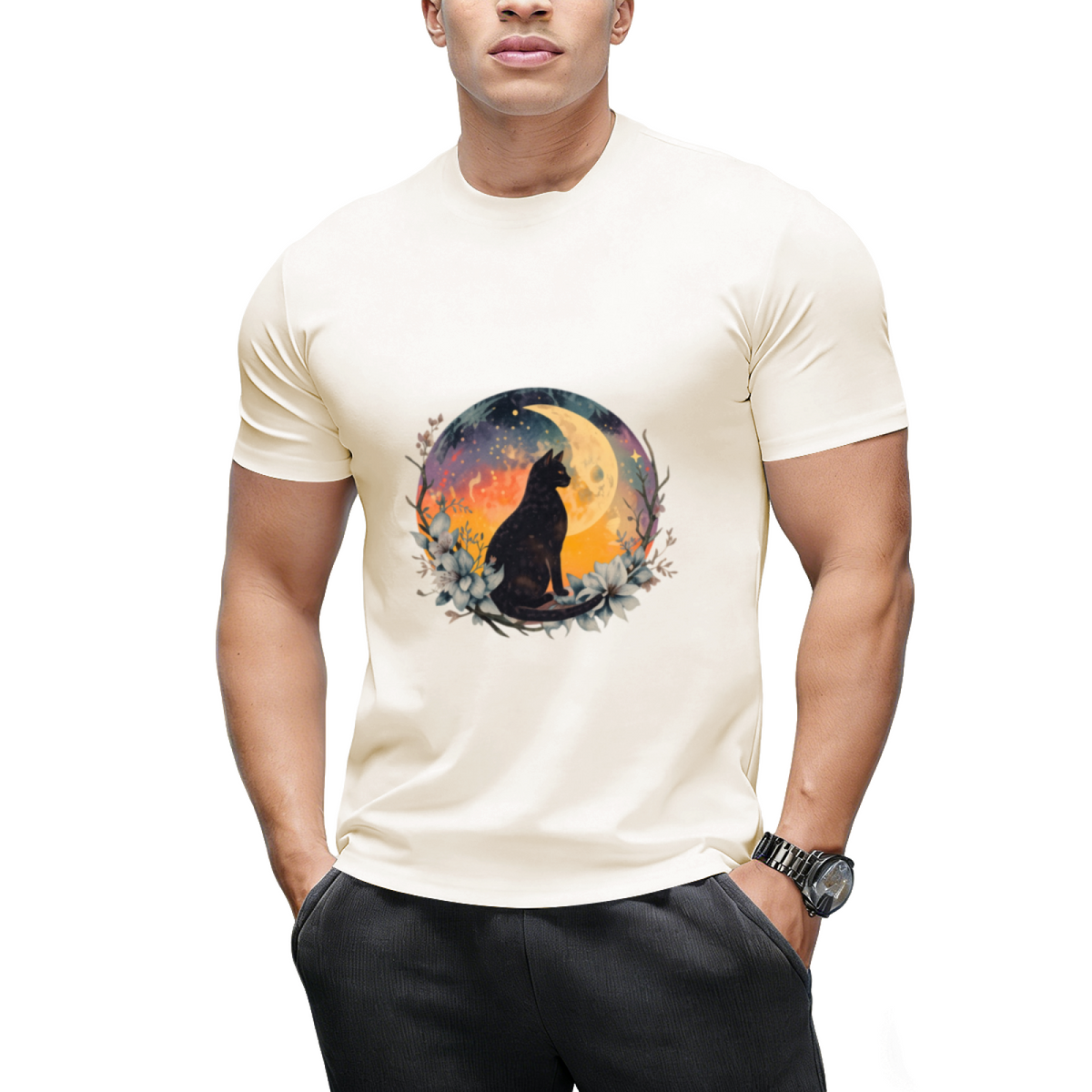 Cat With Moon Black Cat T-Shirt