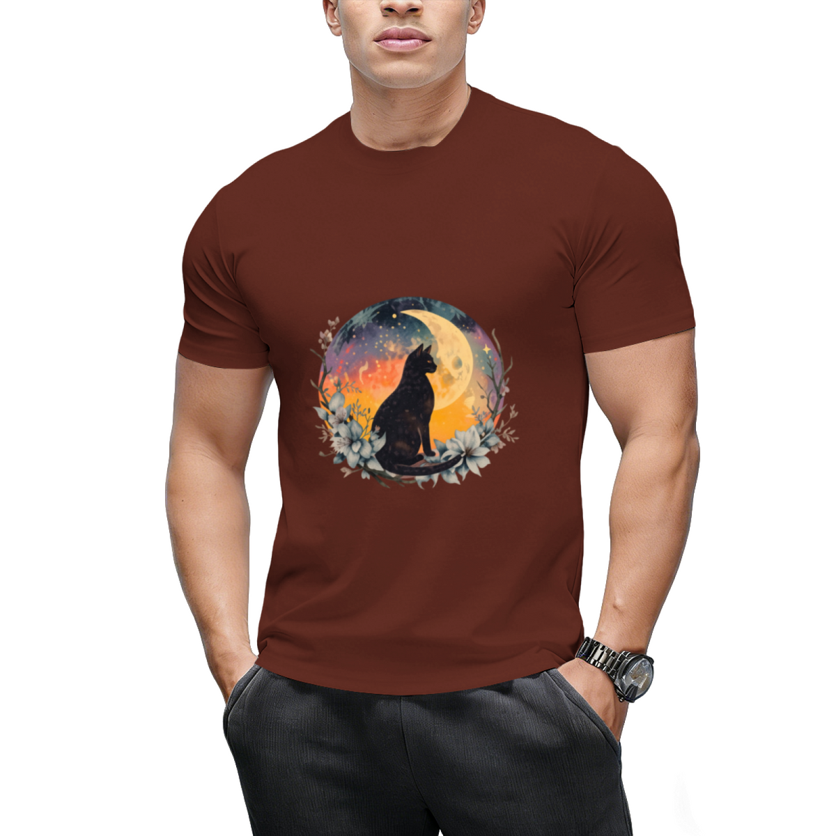 Cat With Moon Black Cat T-Shirt
