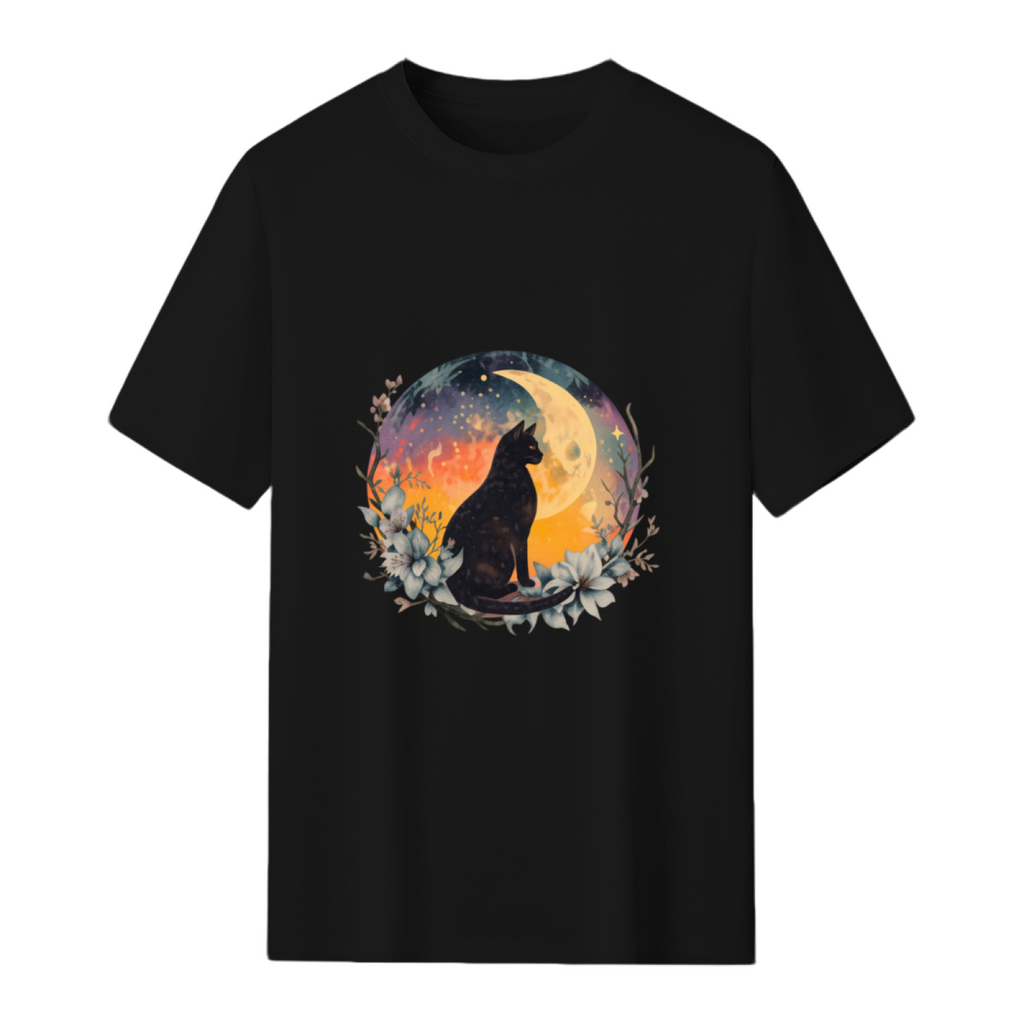 Cat With Moon Black Cat T-Shirt