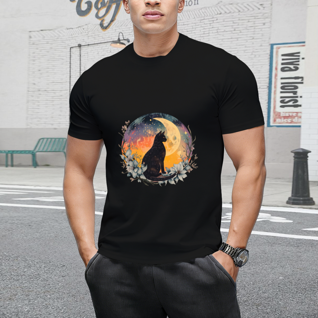 Cat With Moon Black Cat T-Shirt