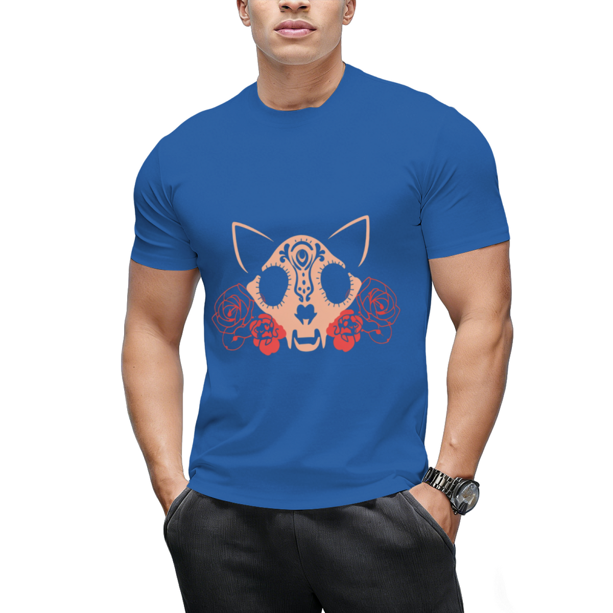 Cat Skull and Flowers T-Shirt