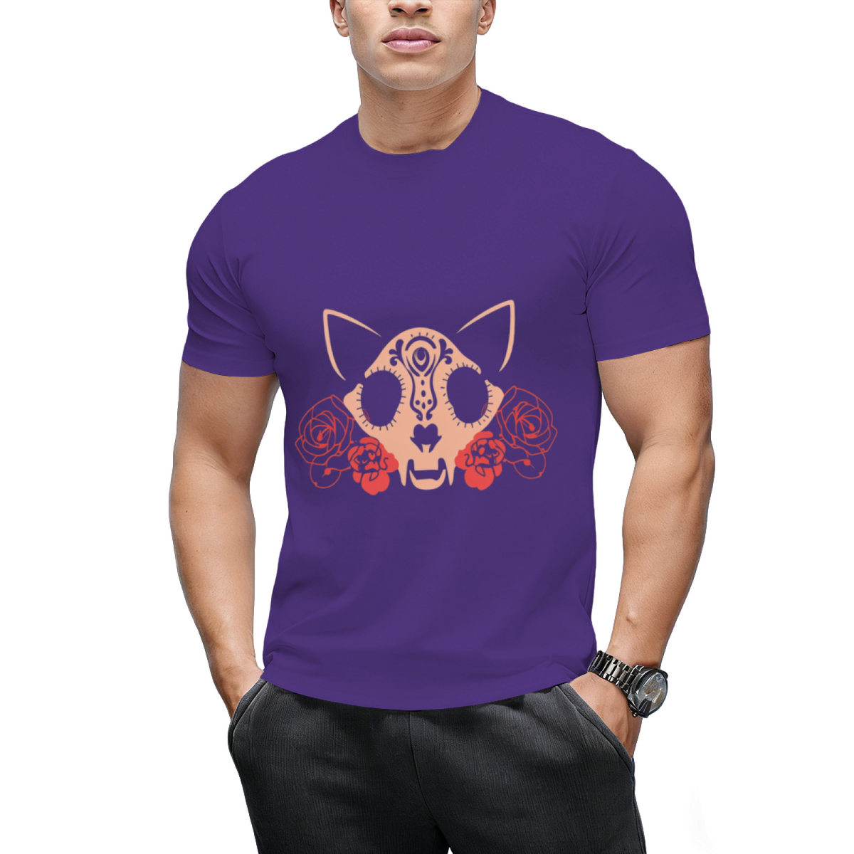 Cat Skull and Flowers T-Shirt
