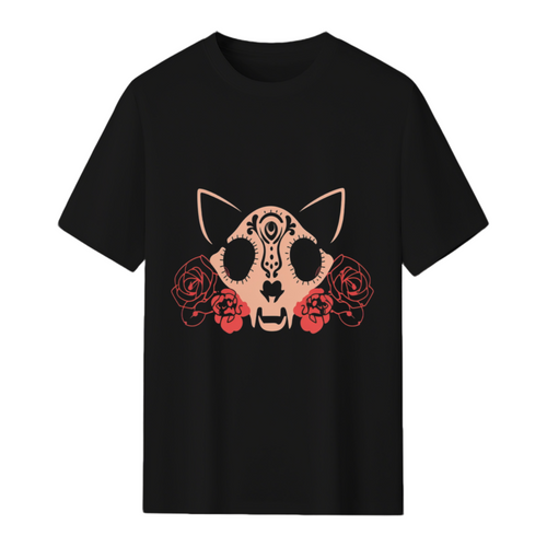 Cat Skull and Flowers T-Shirt