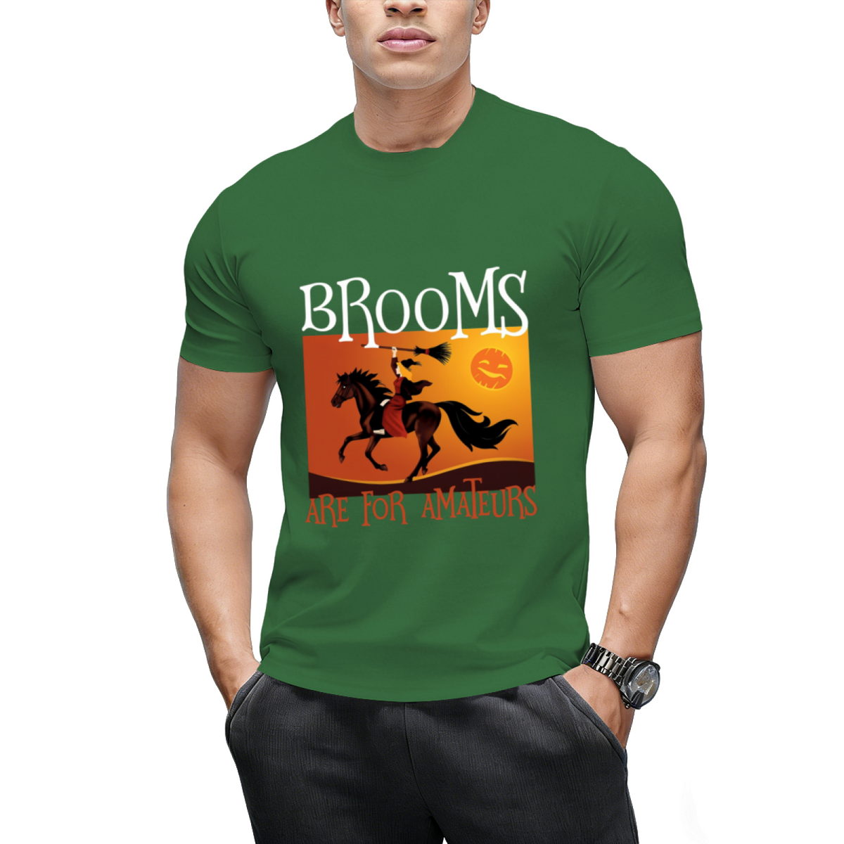 Brooms Are For Amateurs Magician Rides Horse T-Shirt