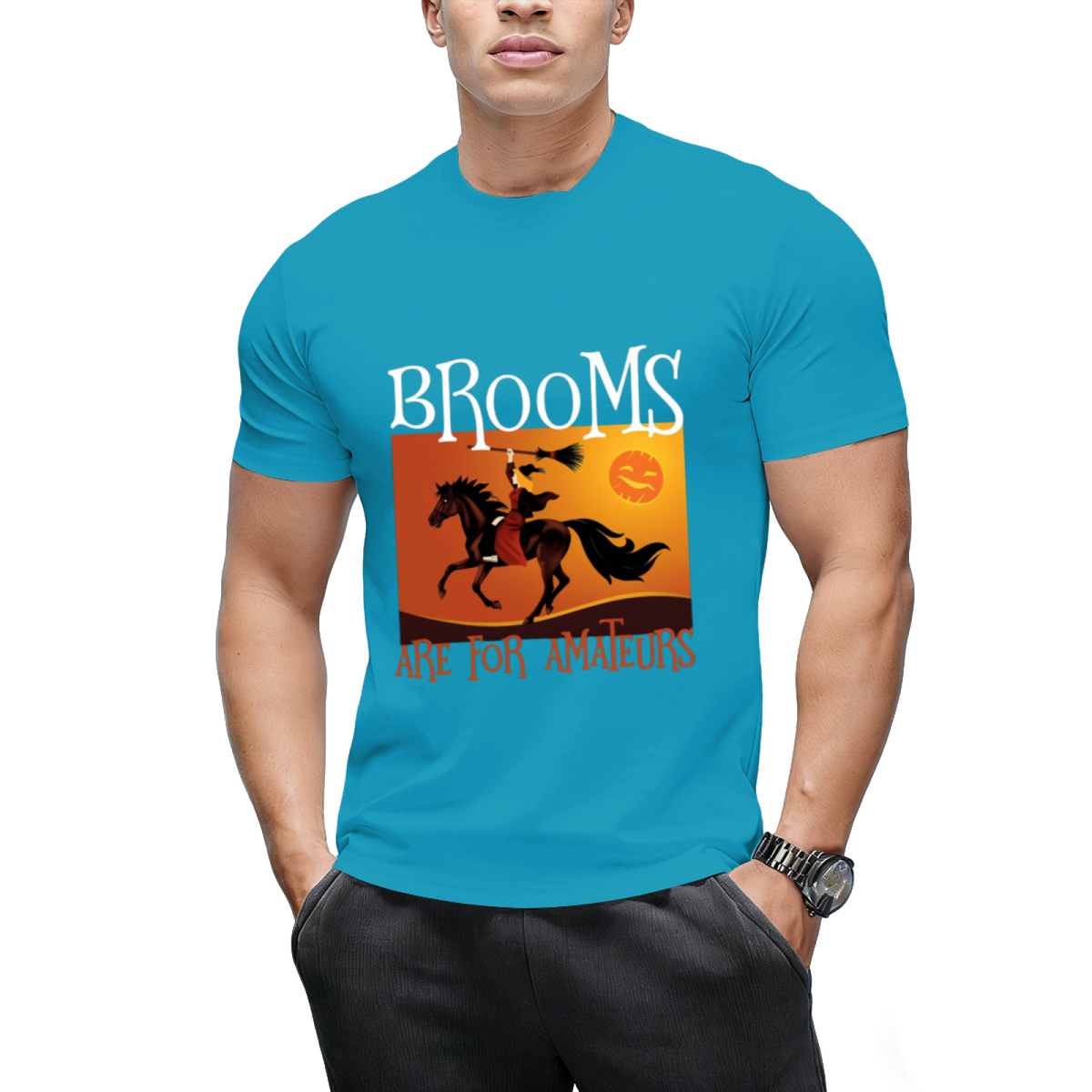 Brooms Are For Amateurs Magician Rides Horse T-Shirt