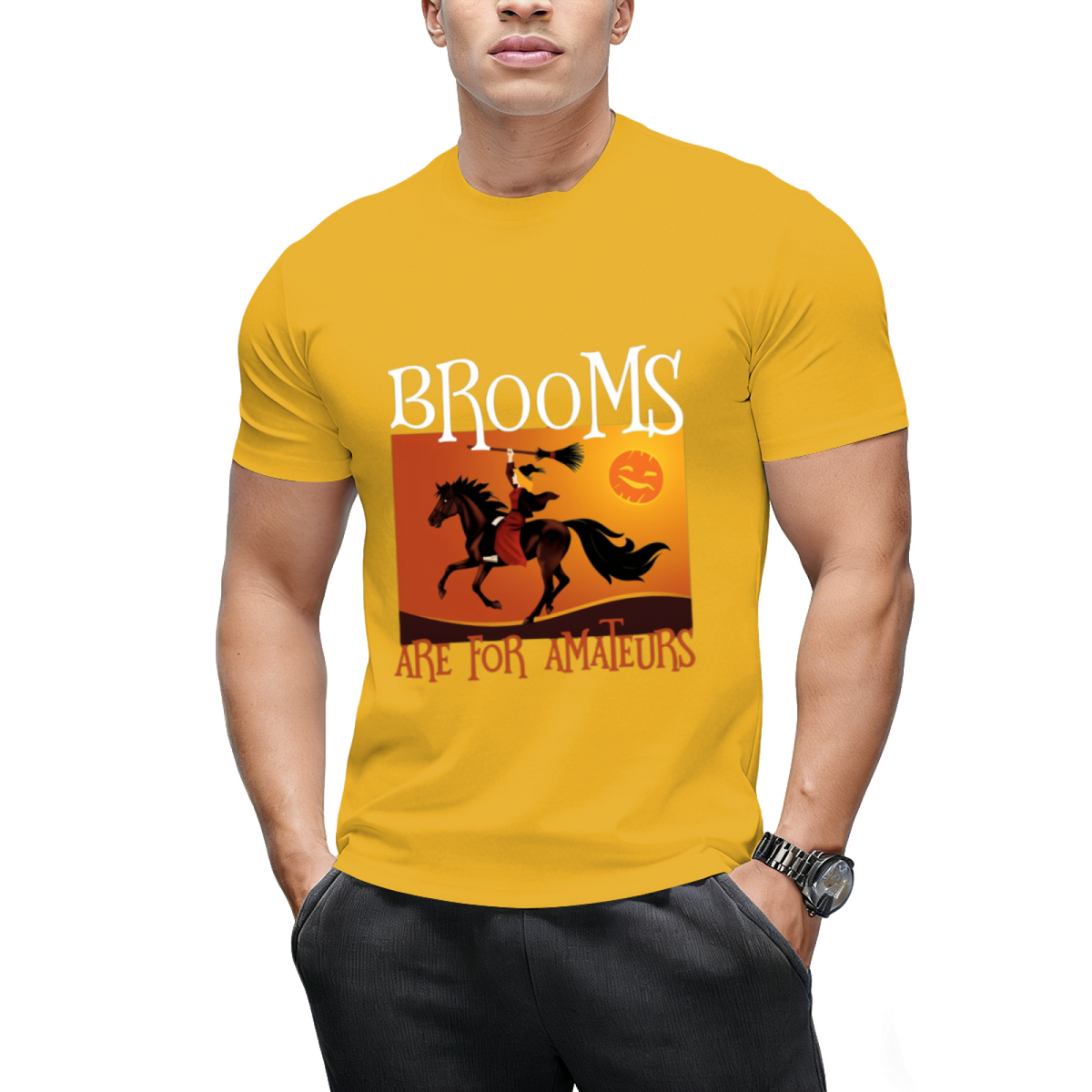 Brooms Are For Amateurs Magician Rides Horse T-Shirt