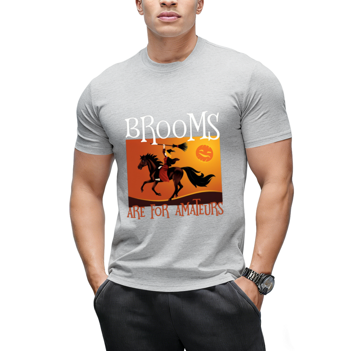 Brooms Are For Amateurs Magician Rides Horse T-Shirt