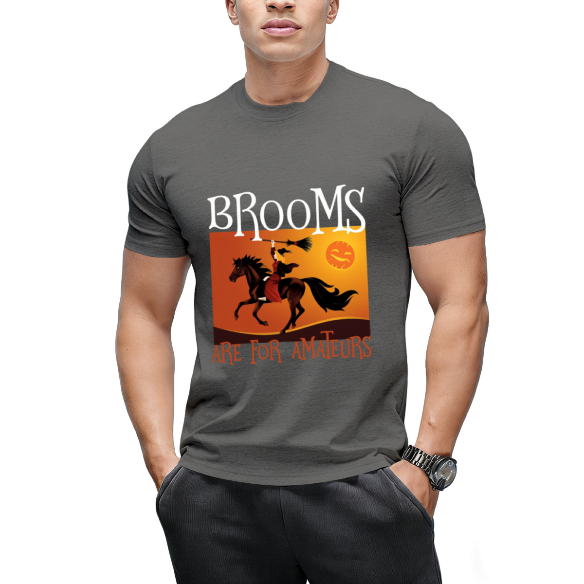 Brooms Are For Amateurs Magician Rides Horse T-Shirt