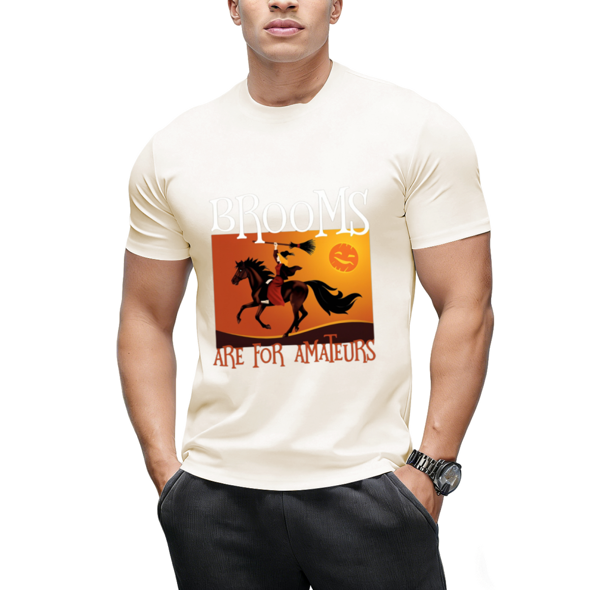 Brooms Are For Amateurs Magician Rides Horse T-Shirt