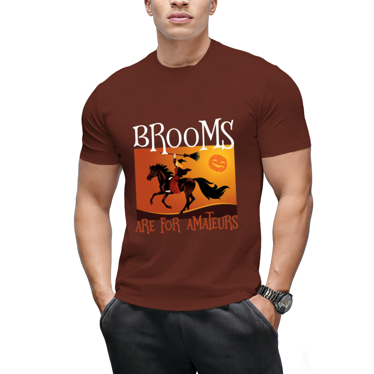 Brooms Are For Amateurs Magician Rides Horse T-Shirt
