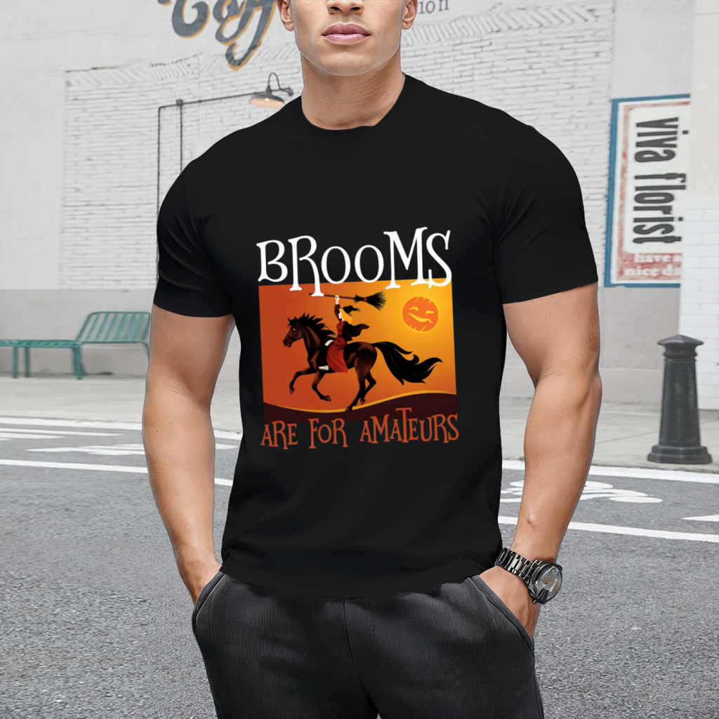 Brooms Are For Amateurs Magician Rides Horse T-Shirt