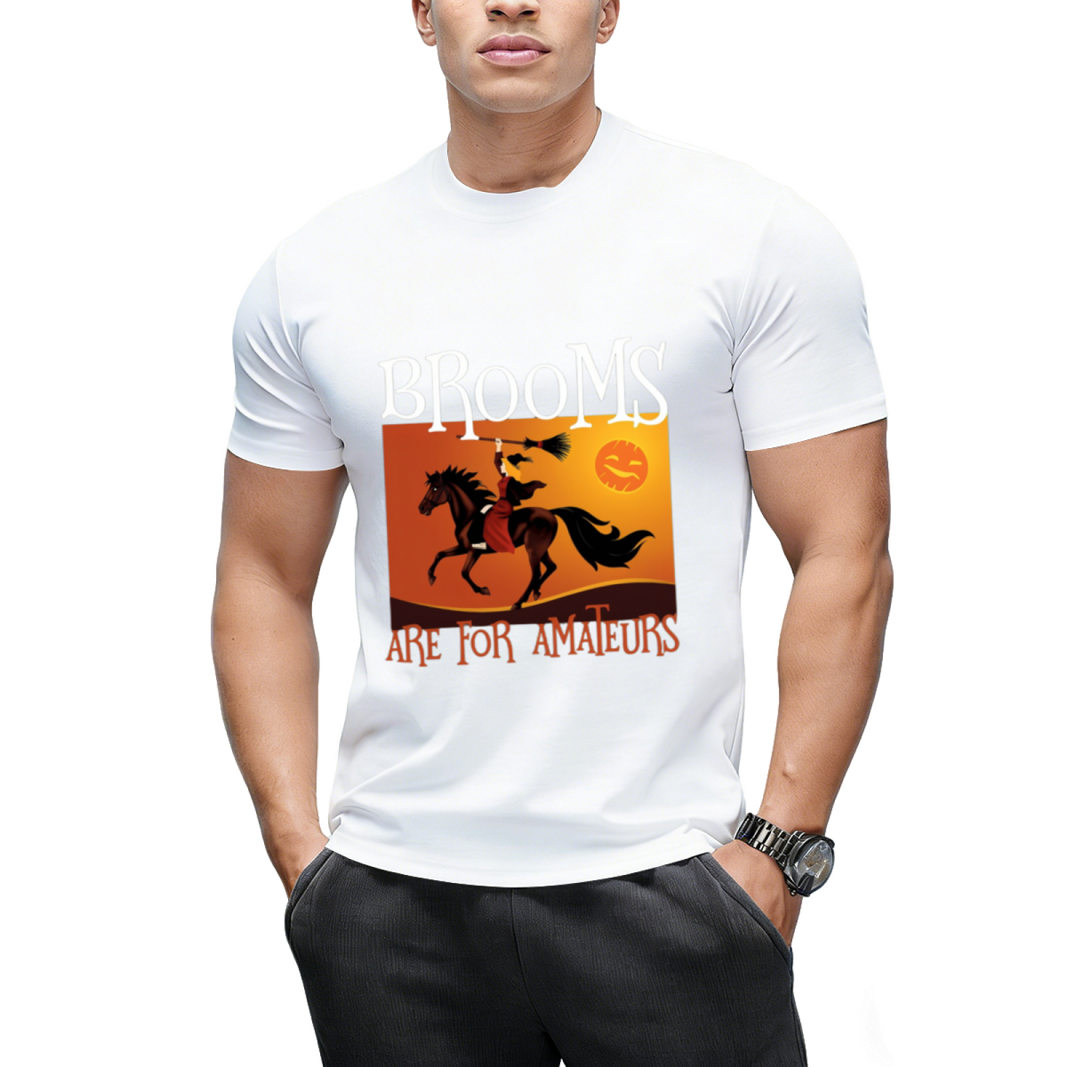 Brooms Are For Amateurs Magician Rides Horse T-Shirt