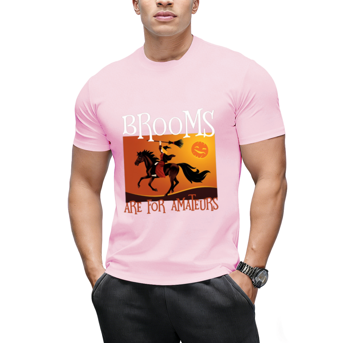 Brooms Are For Amateurs Magician Rides Horse T-Shirt