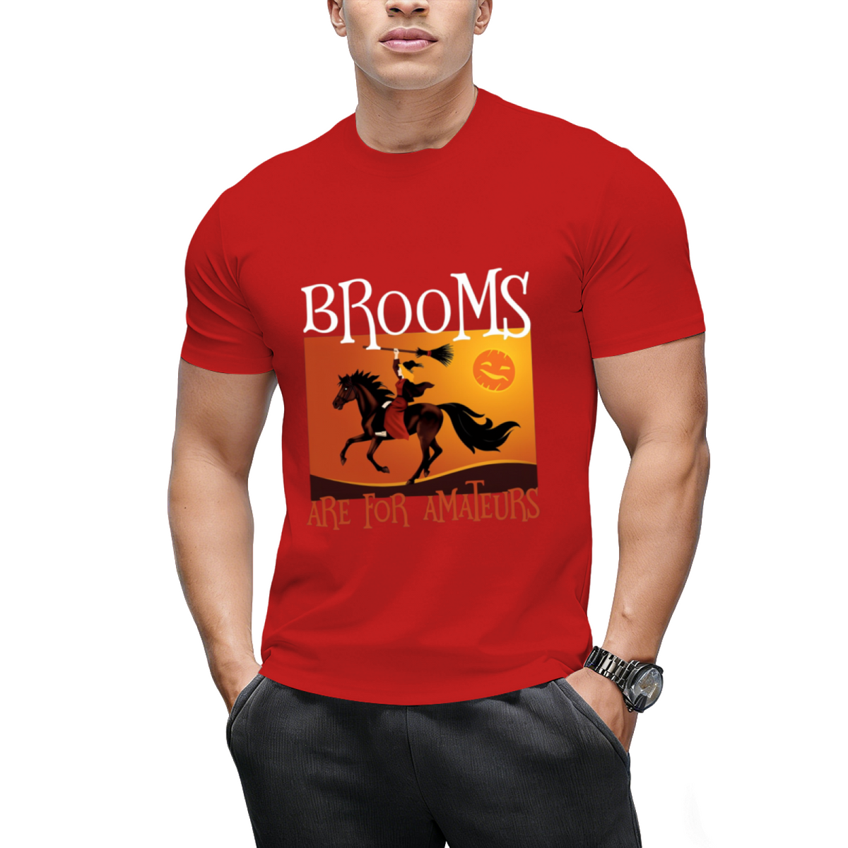 Brooms Are For Amateurs Magician Rides Horse T-Shirt