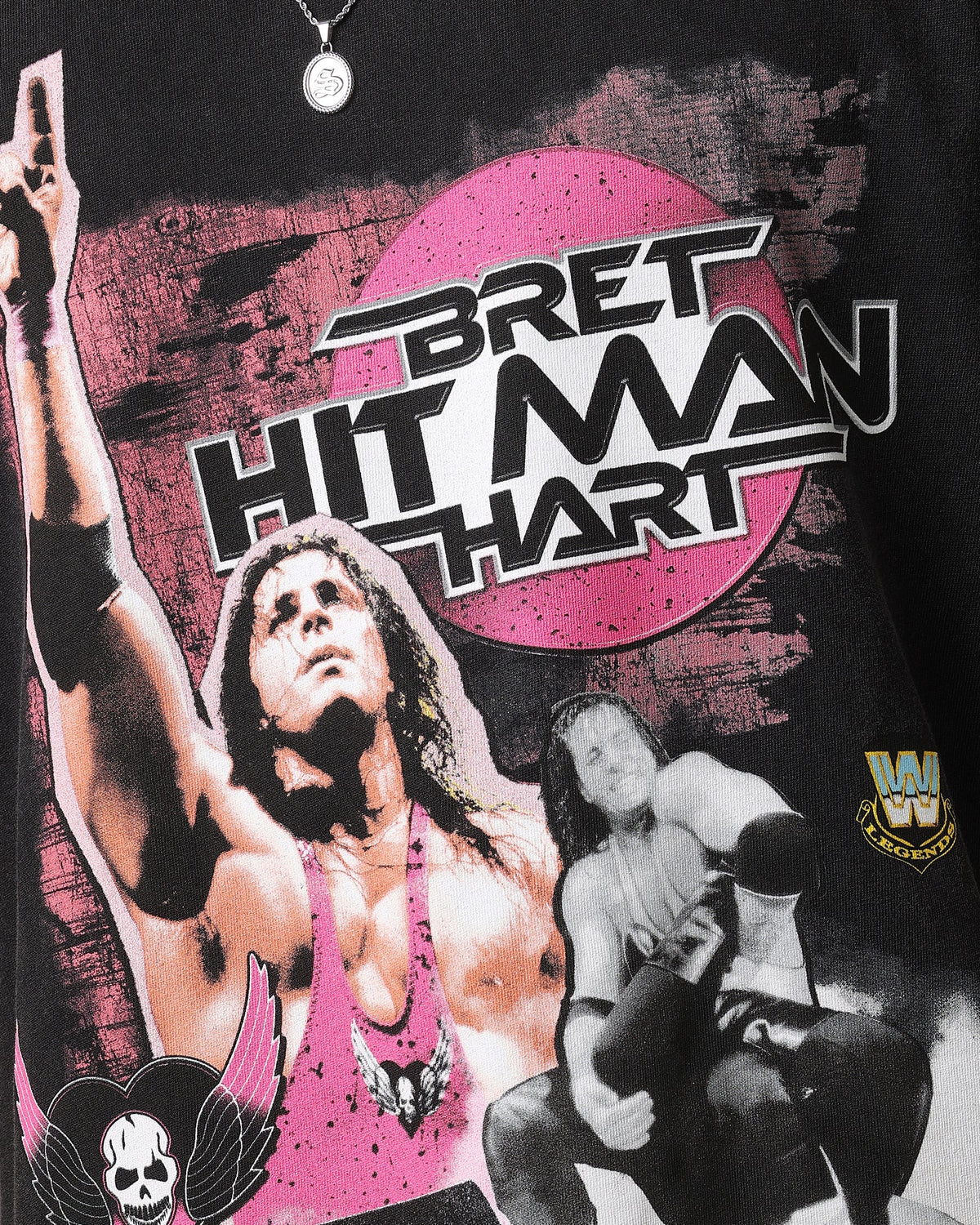 Culture Kings X WWE Bret The Hit Man Hart Vintage T-Shirt Black Acidwash