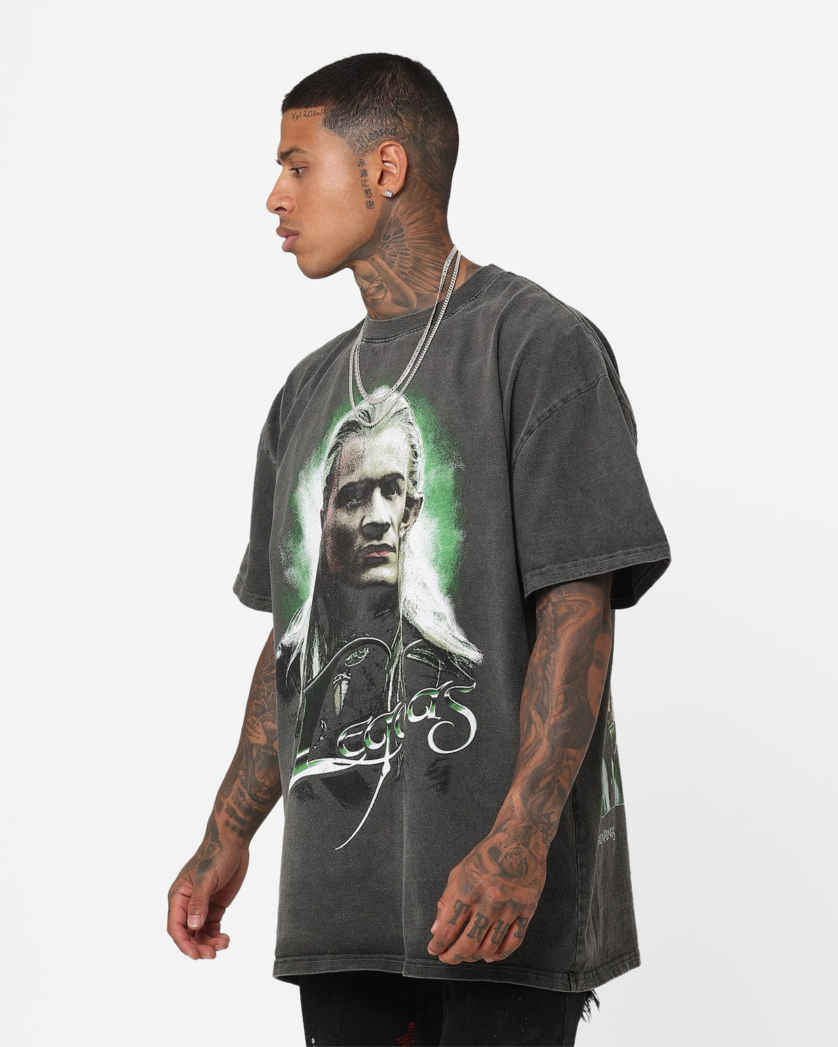 73Studio X The Lord Of The Rings Legolas Heavyweight Vintage T-Shirt Black Wash