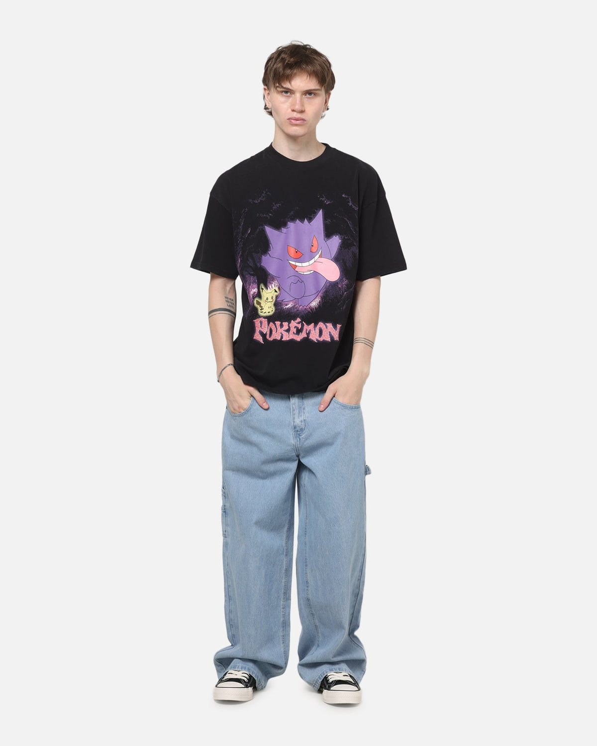 The Pok茅mon Collection By 73Studio Gengar Mimikyu T-Shirt Black