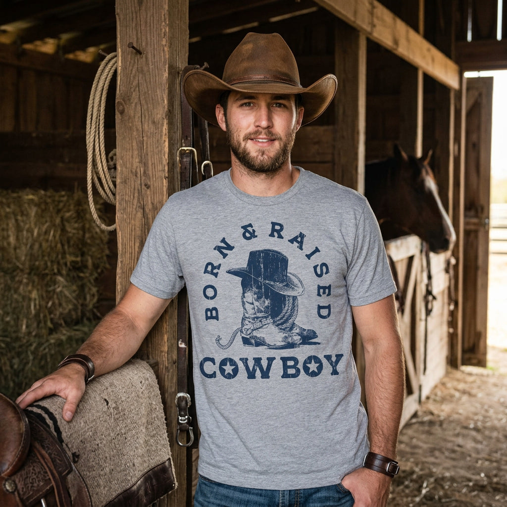Born And Raised Cowboy Men's T Shirt